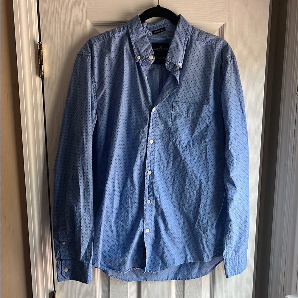 American Eagle Outfitters Blue Casual Button Down Shirt